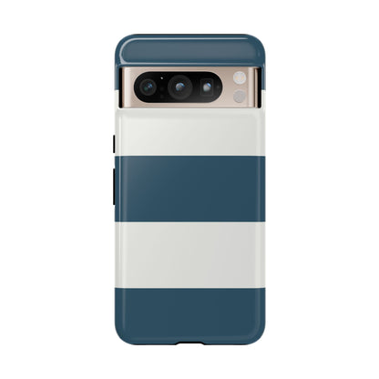 Google Pixel 8 Pro / Glossy Phone Case - Blue & White Horizontal Stripe Pattern Phone Case