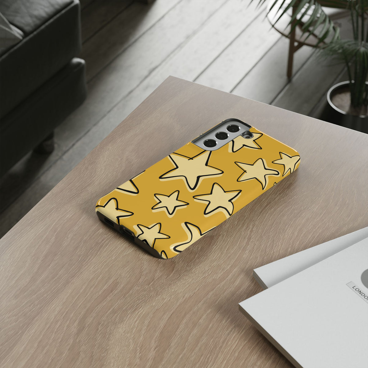 Golden Yellow Doodle Star Phone Case