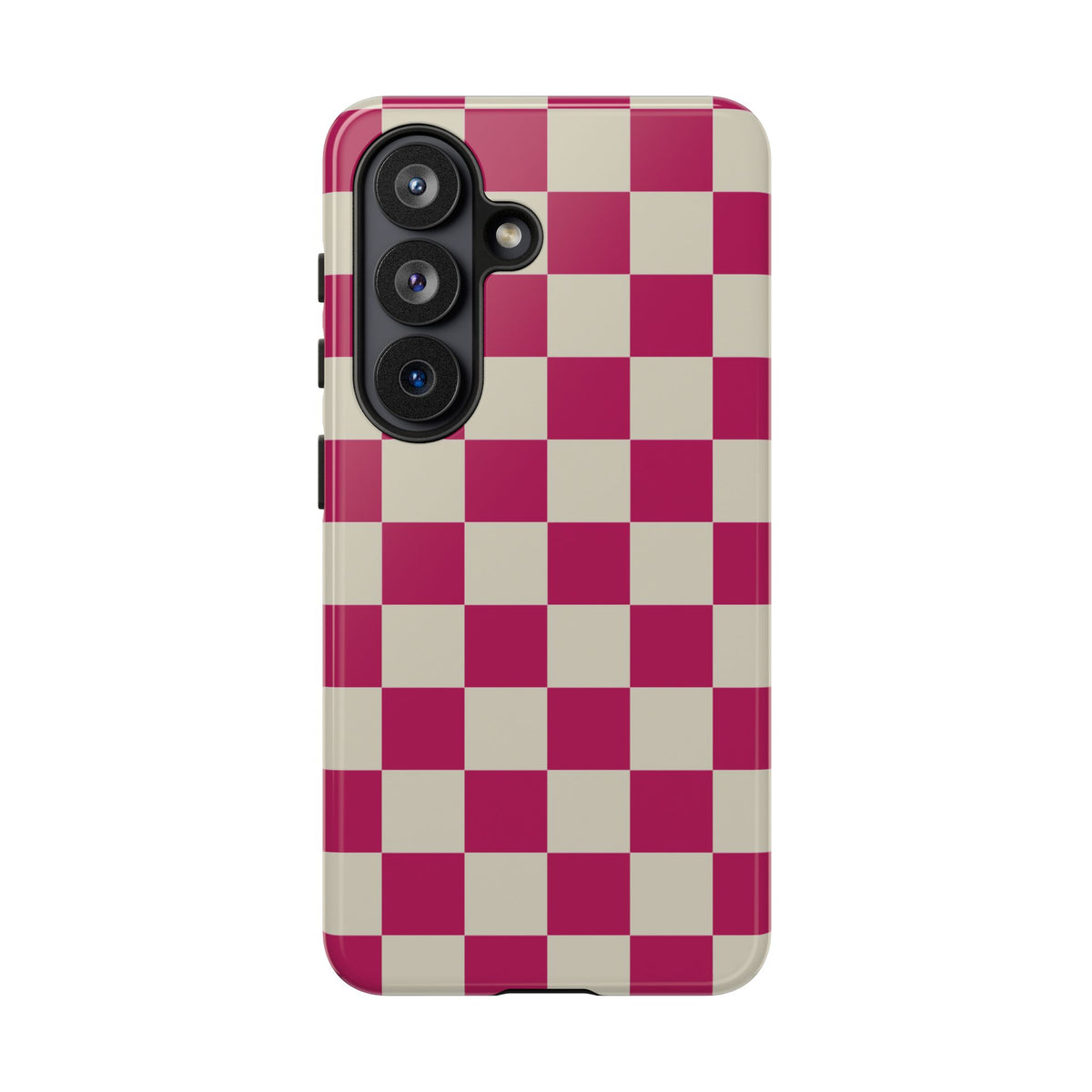 Pink & White Checked Pattern Phone Case - Pink Phone Case - Samsung Galaxy S26 / Glossy