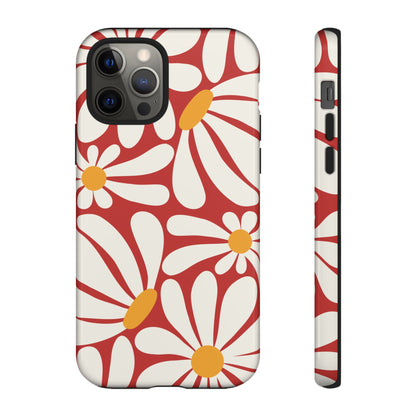 Retro Red Daisy Pattern Phone Case - Red Phone Case - iPhone 12 Pro / Glossy