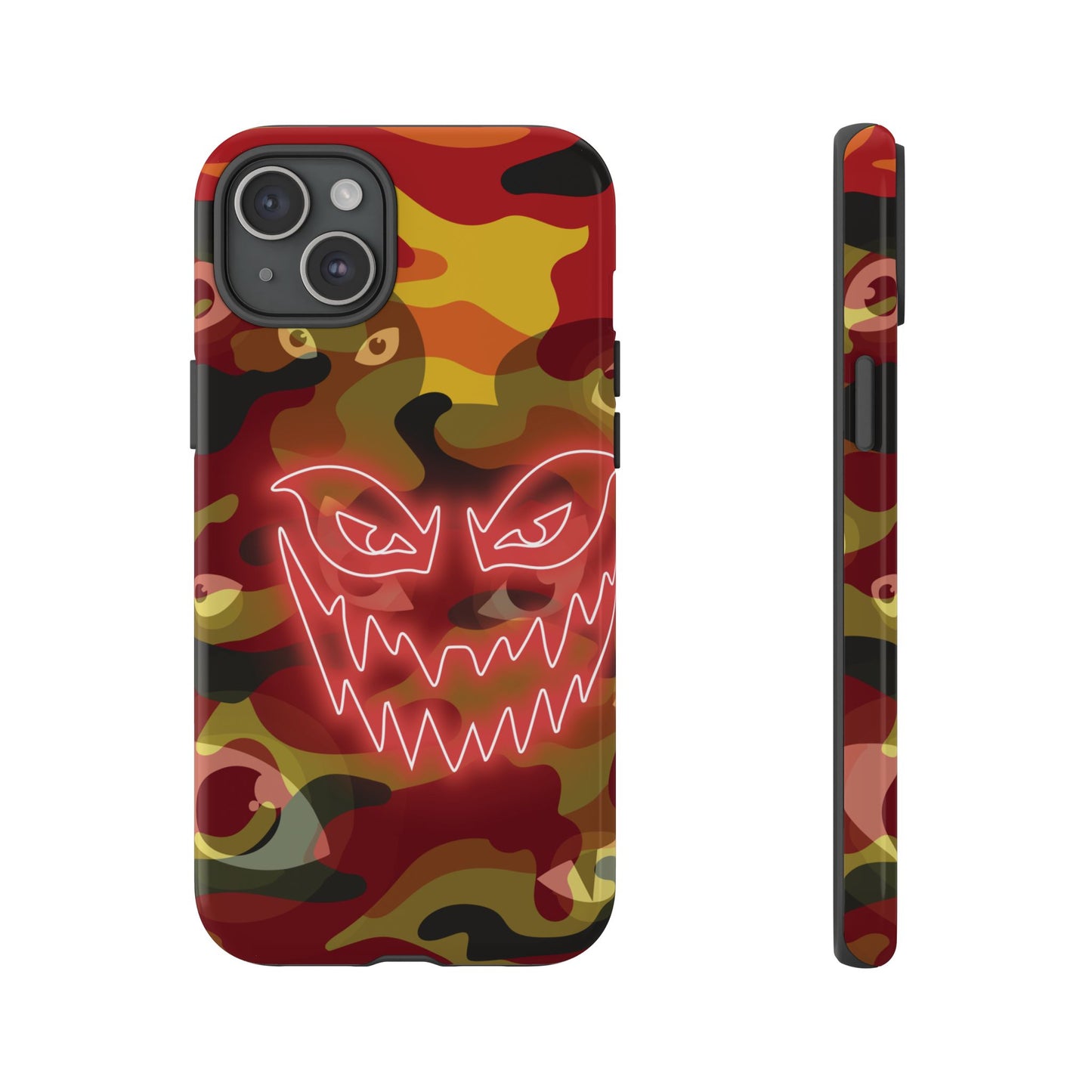 Inferno Neon Face Camo Phone Case - Red Phone Case - iPhone 15 Plus / Glossy