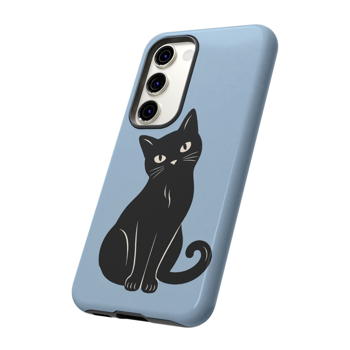 Minimalist Powder Blue & Black Cat Phone Case