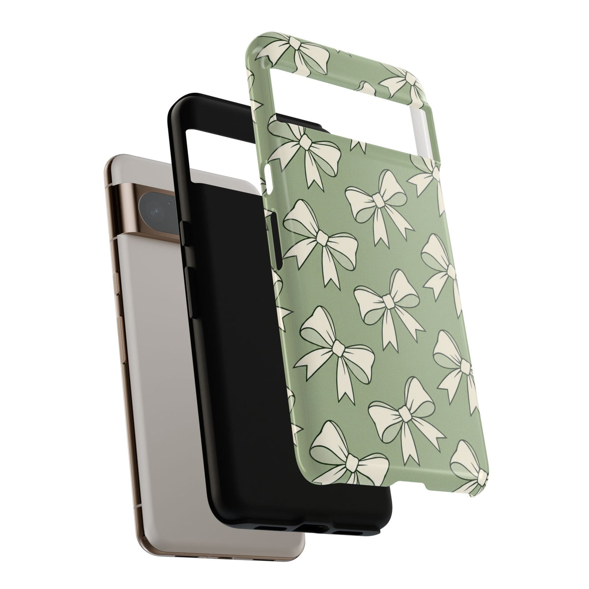 Chic Sage Green Bow Pattern Phone Case