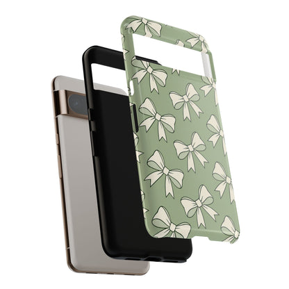 Chic Sage Green Bow Pattern Phone Case