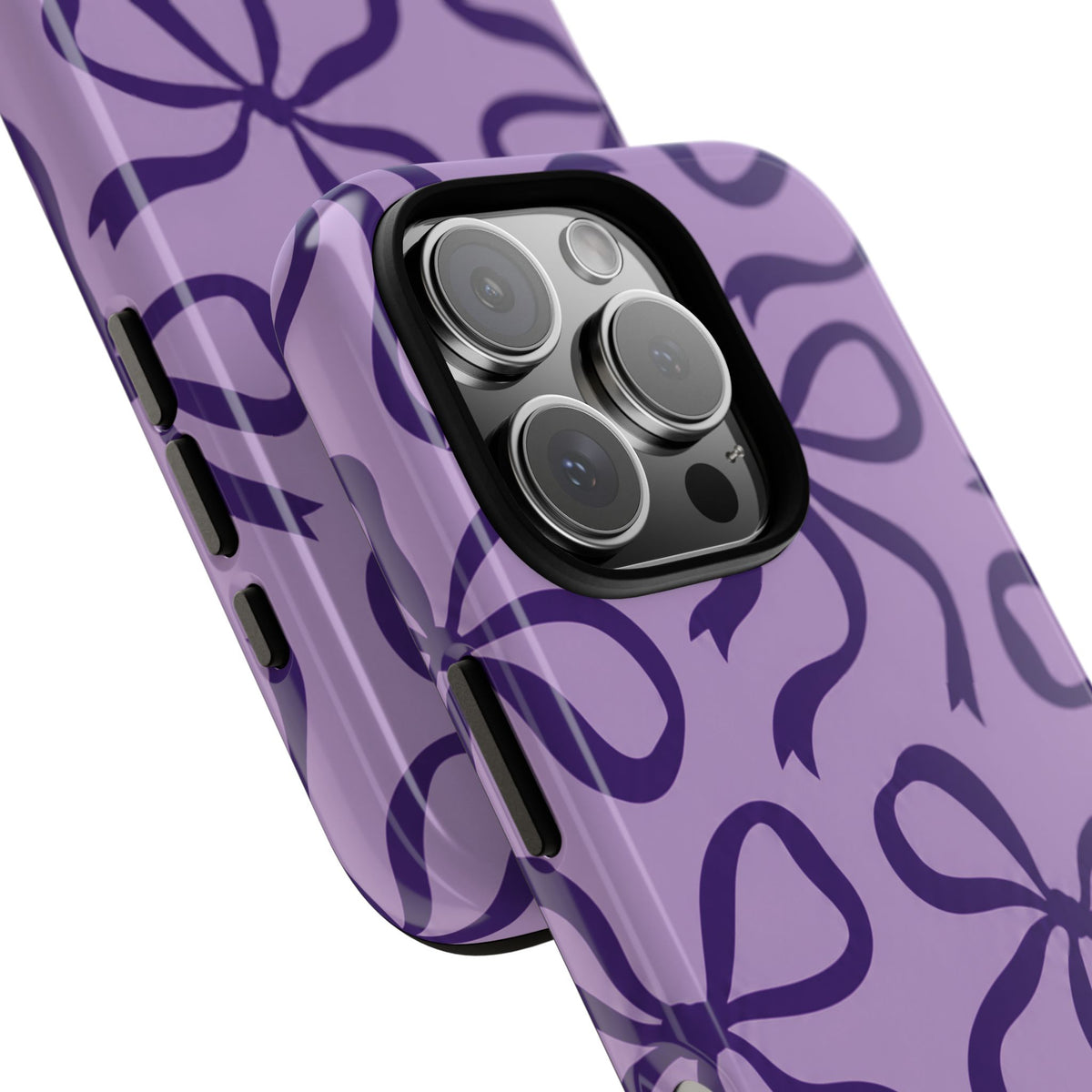 Bold Lilac and Deep Purple Bow Pattern Phone Case