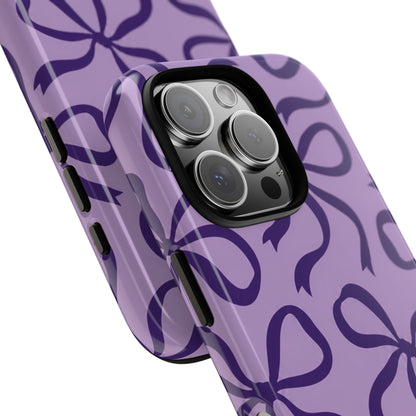 Bold Lilac and Deep Purple Bow Pattern Phone Case