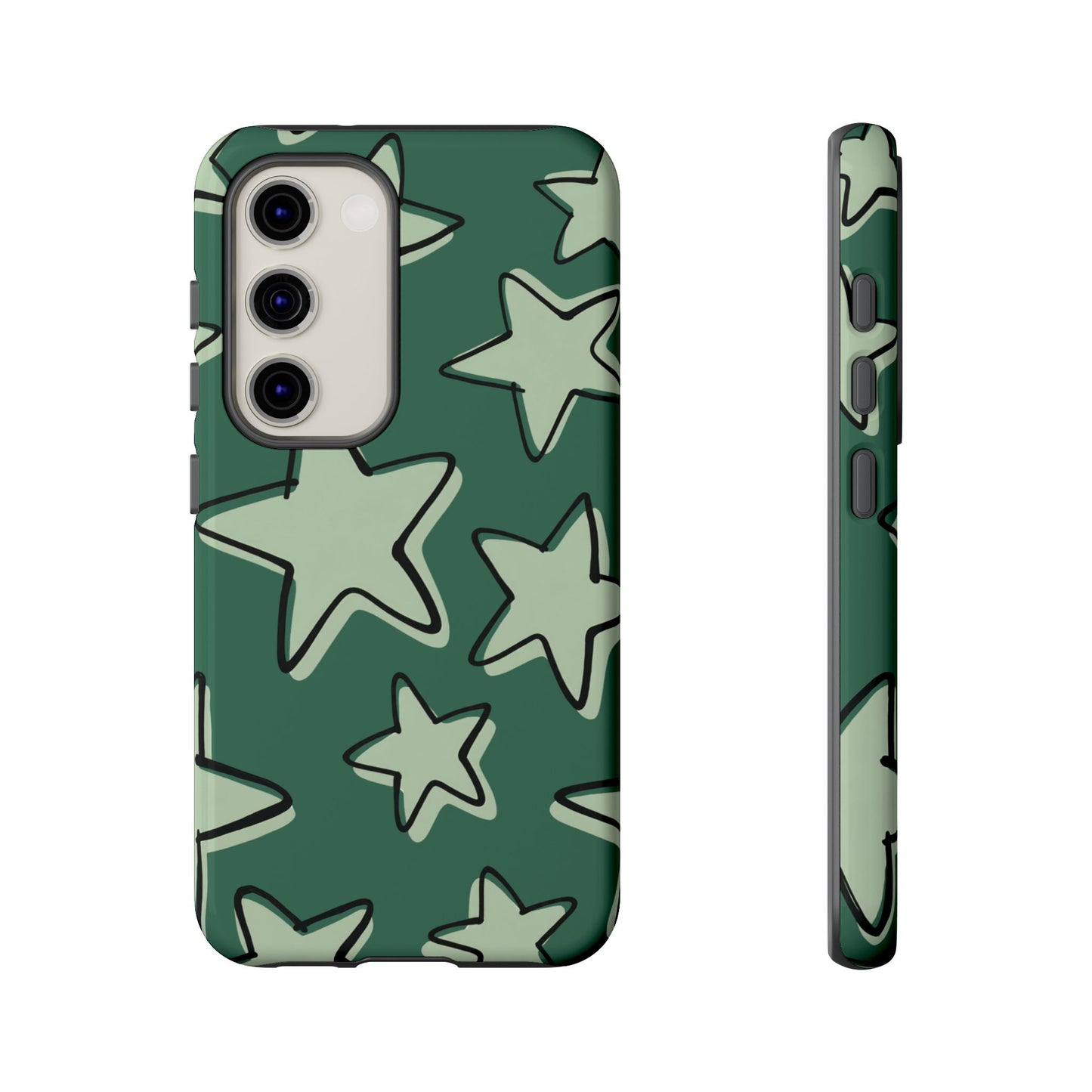 Forest Green Doodle Star Phone Case