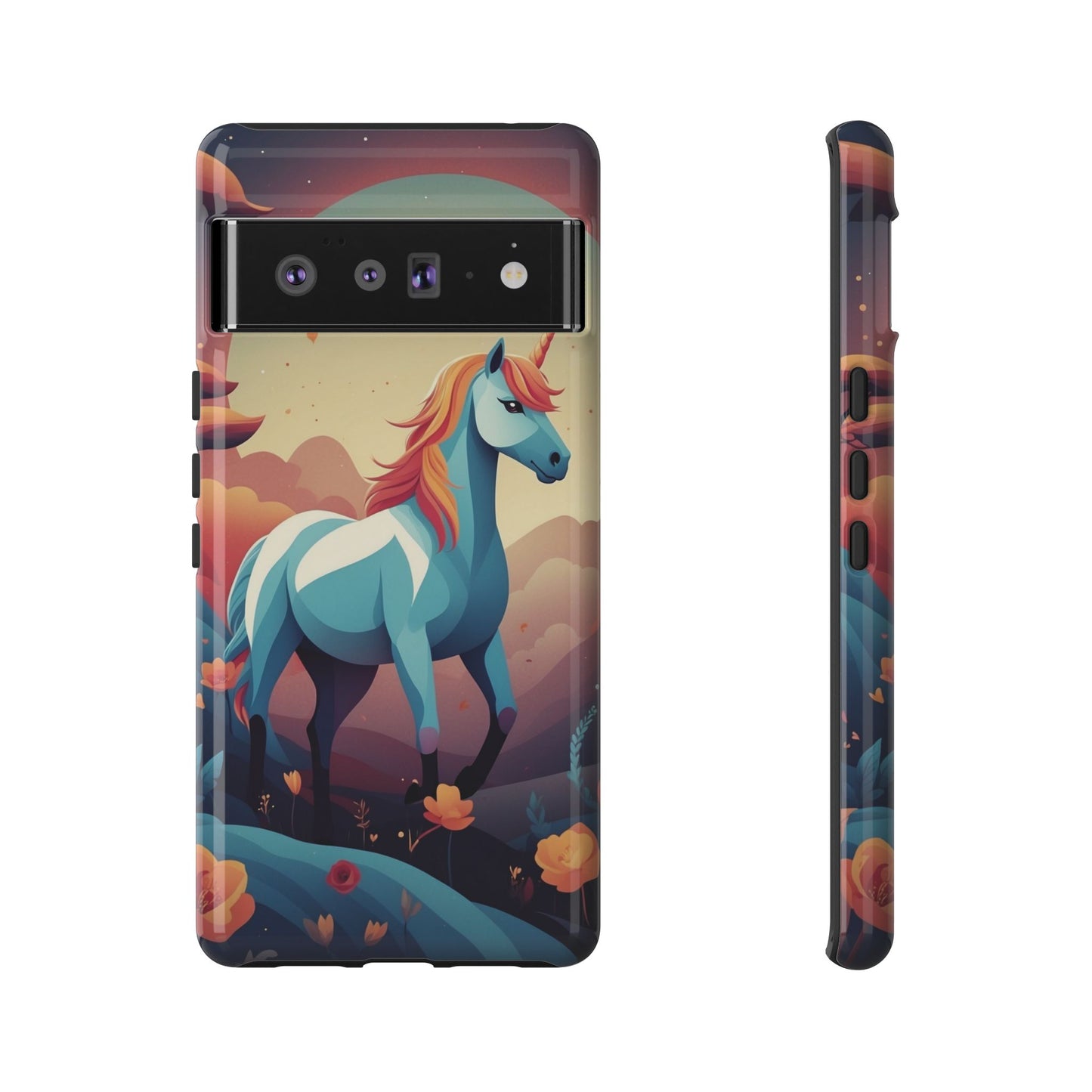 Google Pixel 6 Pro / Glossy Phone Case - Stylised Unicorn Design Phone Case