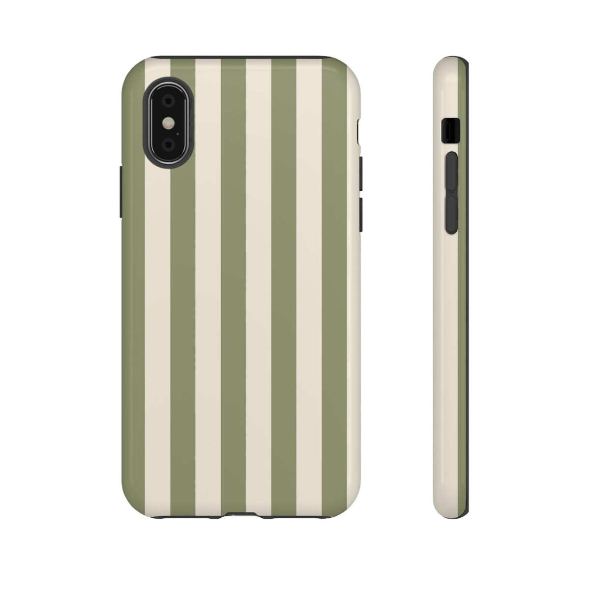 Olive & Beige Stripe Pattern Phone Case - Green Phone Case - iPhone XS / Glossy