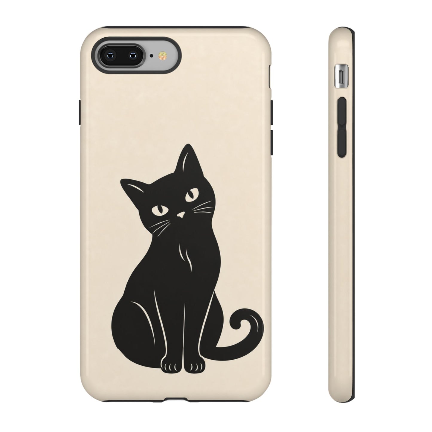 Minimalist Cream & Black Cat Phone Case