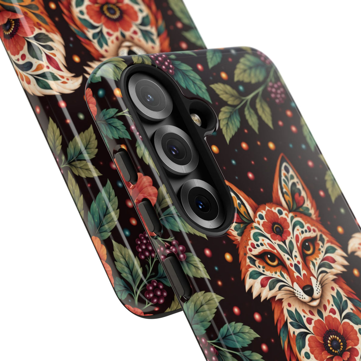 Vibrant Terracotta and Teal Calavera Fox Phone Case - Multicolor Phone Case