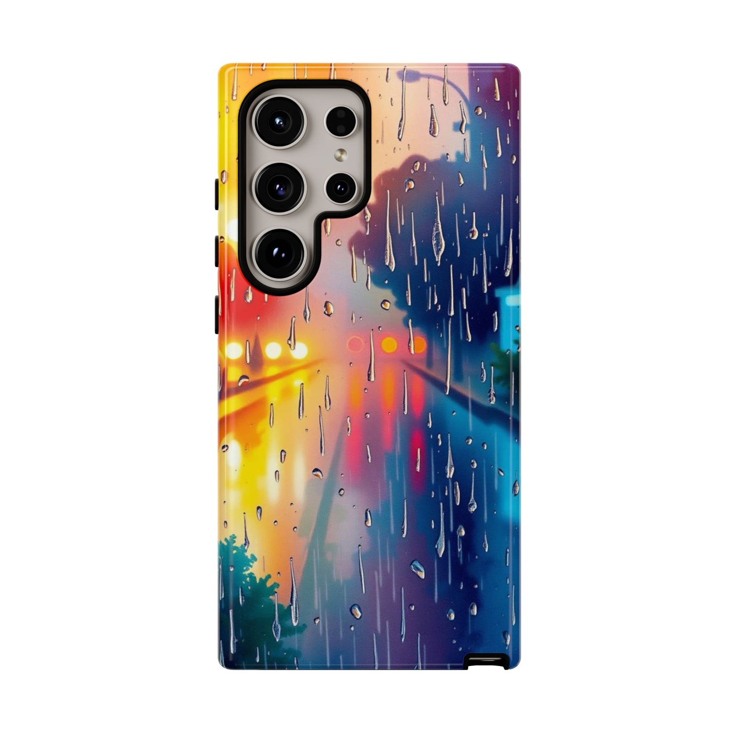 Samsung Galaxy S24 Ultra / Glossy Phone Case - Electric Rain Watercolour Design Phone Case