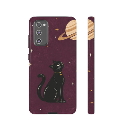 Whimsical Plum Celestial Black Cat Phone Case