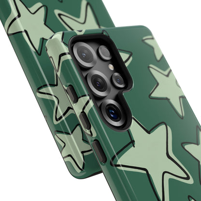 Forest Green Doodle Star Phone Case