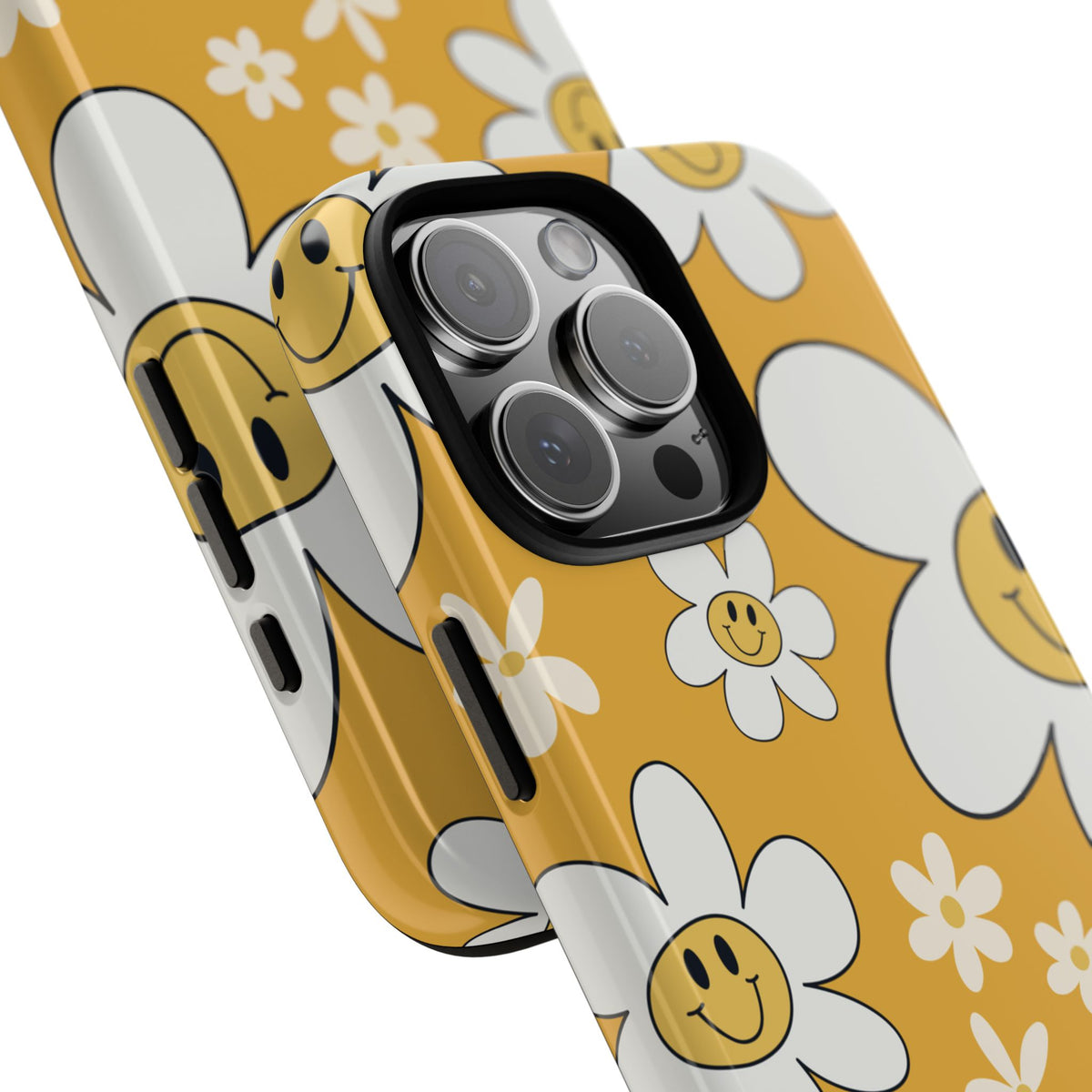 Fun Retro Daisy Pattern with Yellow Background Phone Case - Yellow Phone Case