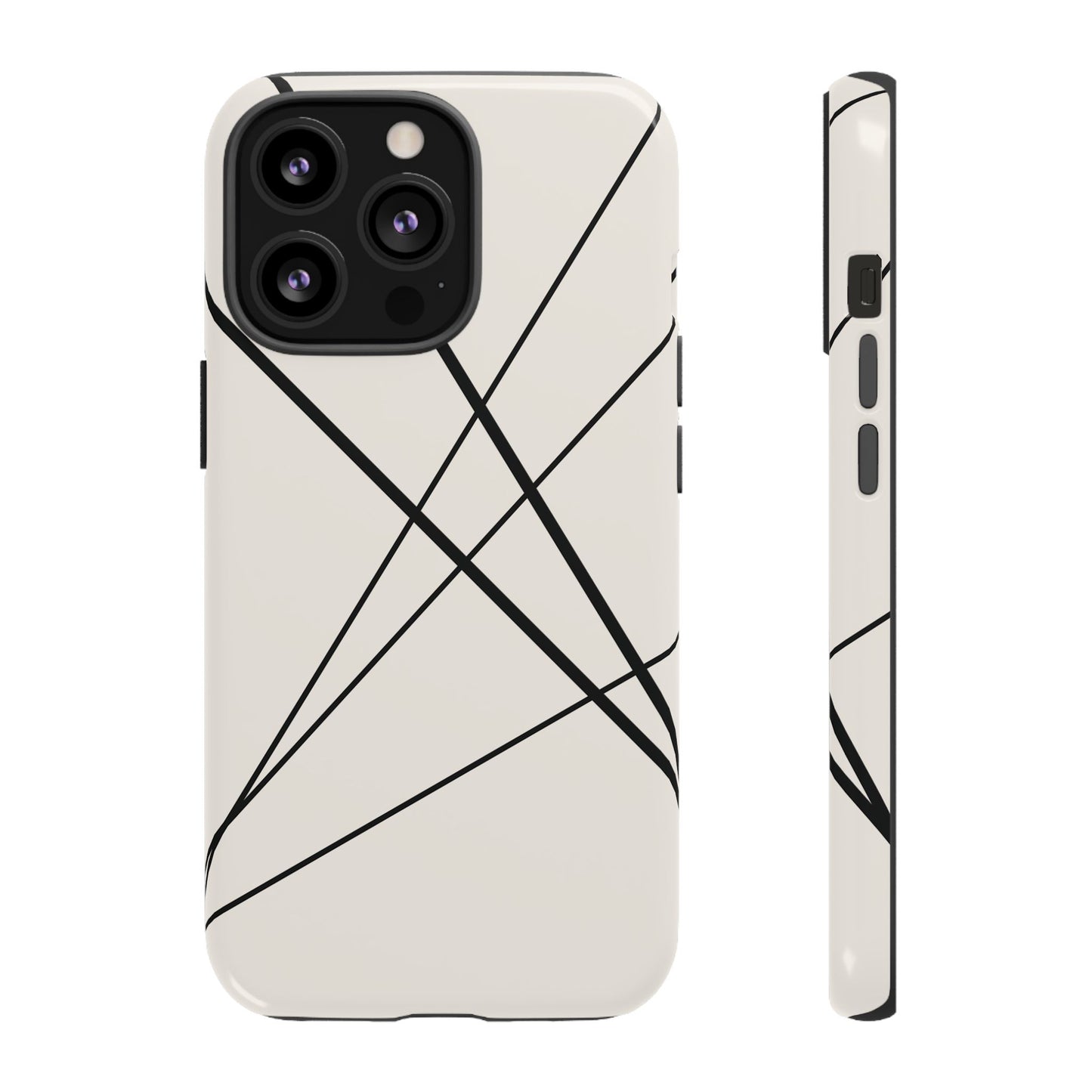 iPhone 13 Pro / Glossy Phone Case - Abstract White with Black Lines Phone Case