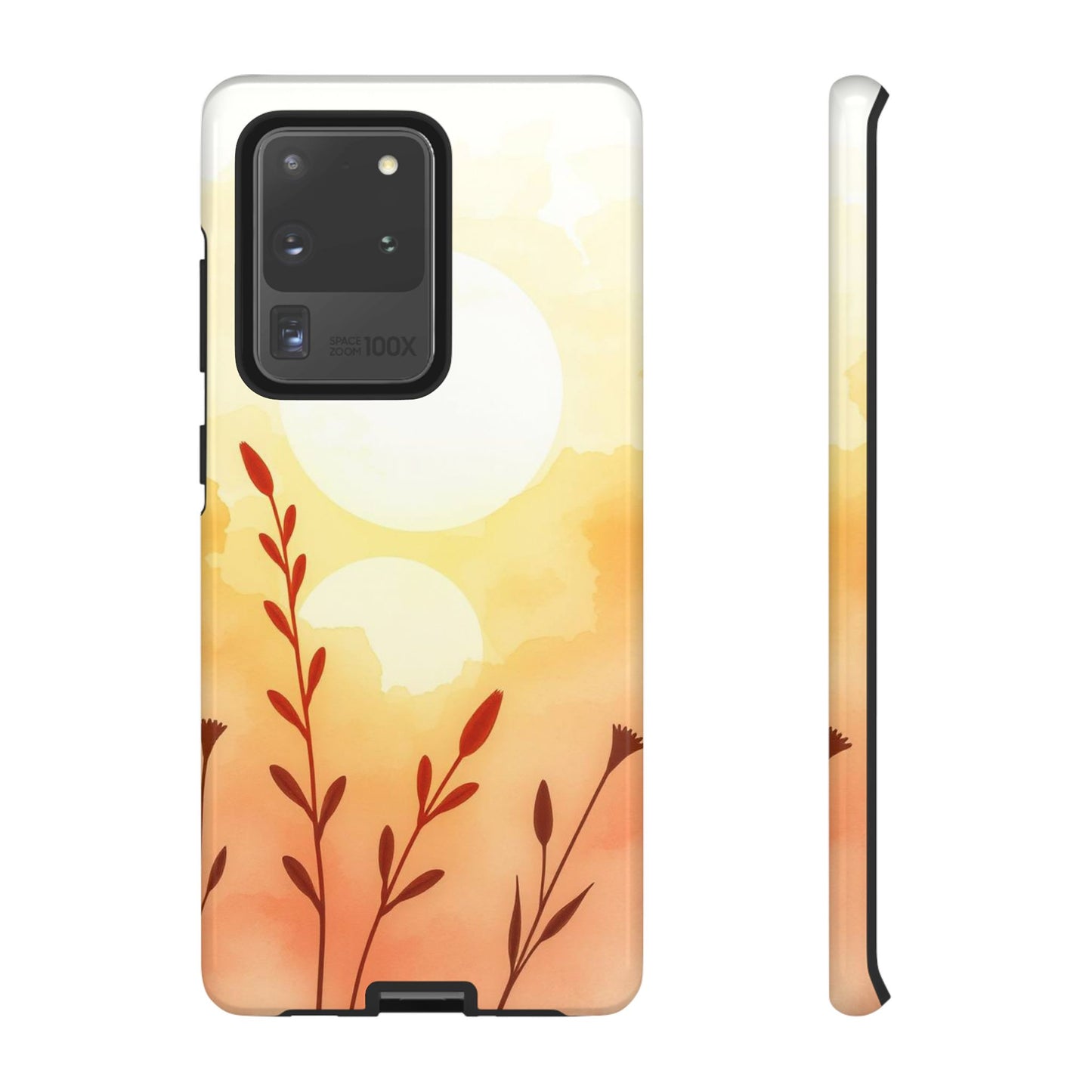 Samsung Galaxy S20 Ultra / Glossy Phone Case - Watercolour Wildflower & Sun Design Phone Case