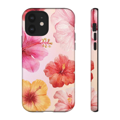 iPhone 12 / Glossy Phone Case - ’Pink Hibiscus Pattern #1’ Phone Case