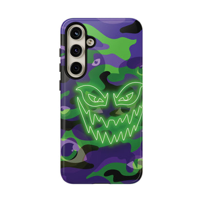 Samsung Galaxy S24 Plus / Glossy Phone Case - Green & Purple Neon Face Camo Phone Case