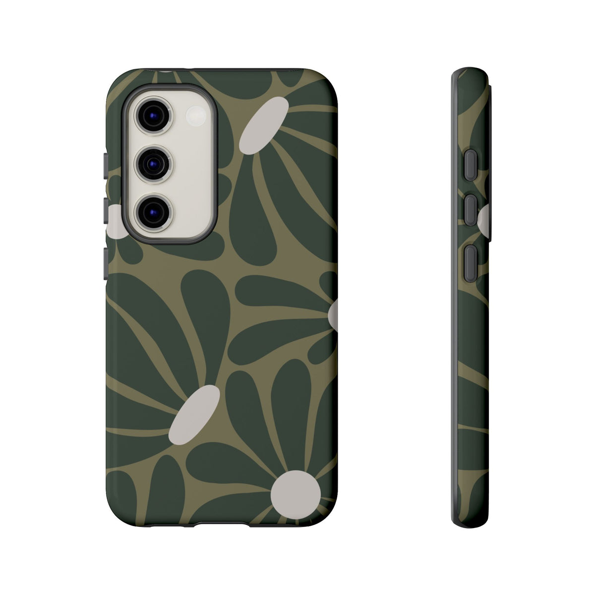 Retro Olive Green Daisy Pattern Phone Case - Green Phone Case - Samsung Galaxy S23 / Glossy