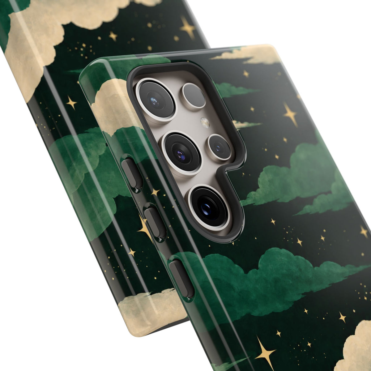 Illustrated Emerald Green Clouds & Stars Phone Case