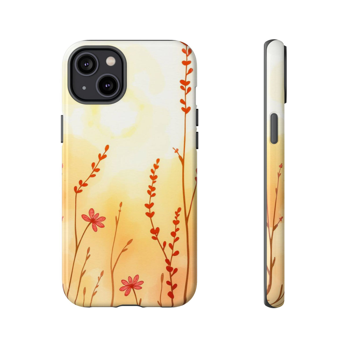 Boho Chic Watercolour Wildflower Dusk Pattern Phone Case - Multicolor Phone Case - iPhone 14 Plus / Glossy