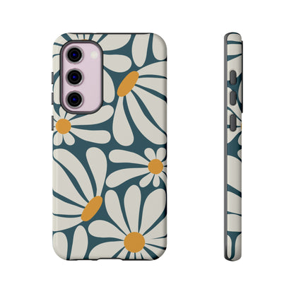 Retro Blue Daisy Pattern Phone Case - Blue Phone Case - Samsung Galaxy S23 Plus / Glossy