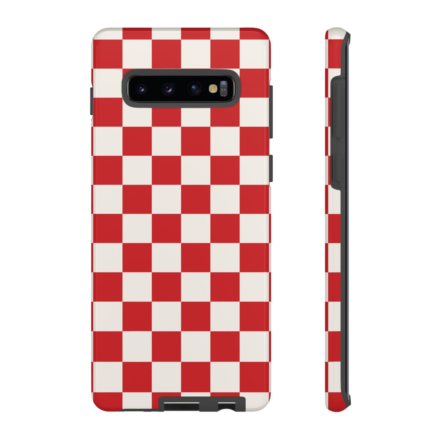 Samsung Galaxy S10 Plus / Glossy Phone Case - ’Red Checkered Pattern’ Phone Case