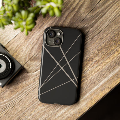 Abstract Black with Grey Lines Phone Case - Black Phone Case