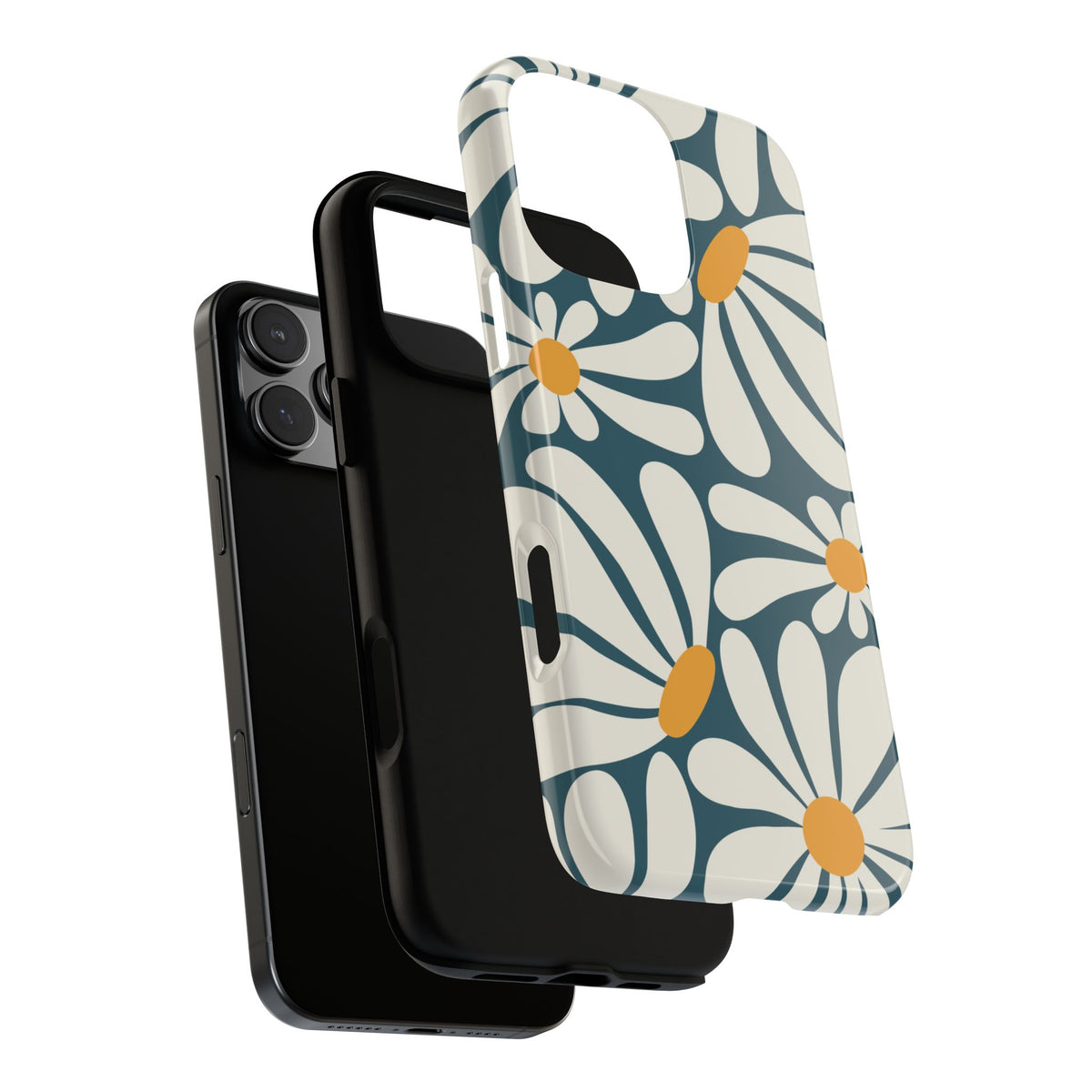 Retro Blue Daisy Pattern Phone Case - Blue Phone Case