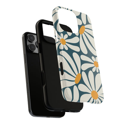 Retro Blue Daisy Pattern Phone Case - Blue Phone Case