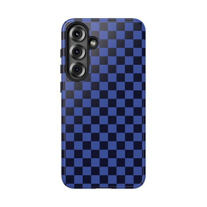 Bold Blue Small Checked Pattern Phone Case - Blue Phone Case - Samsung Galaxy S25 Plus / Glossy
