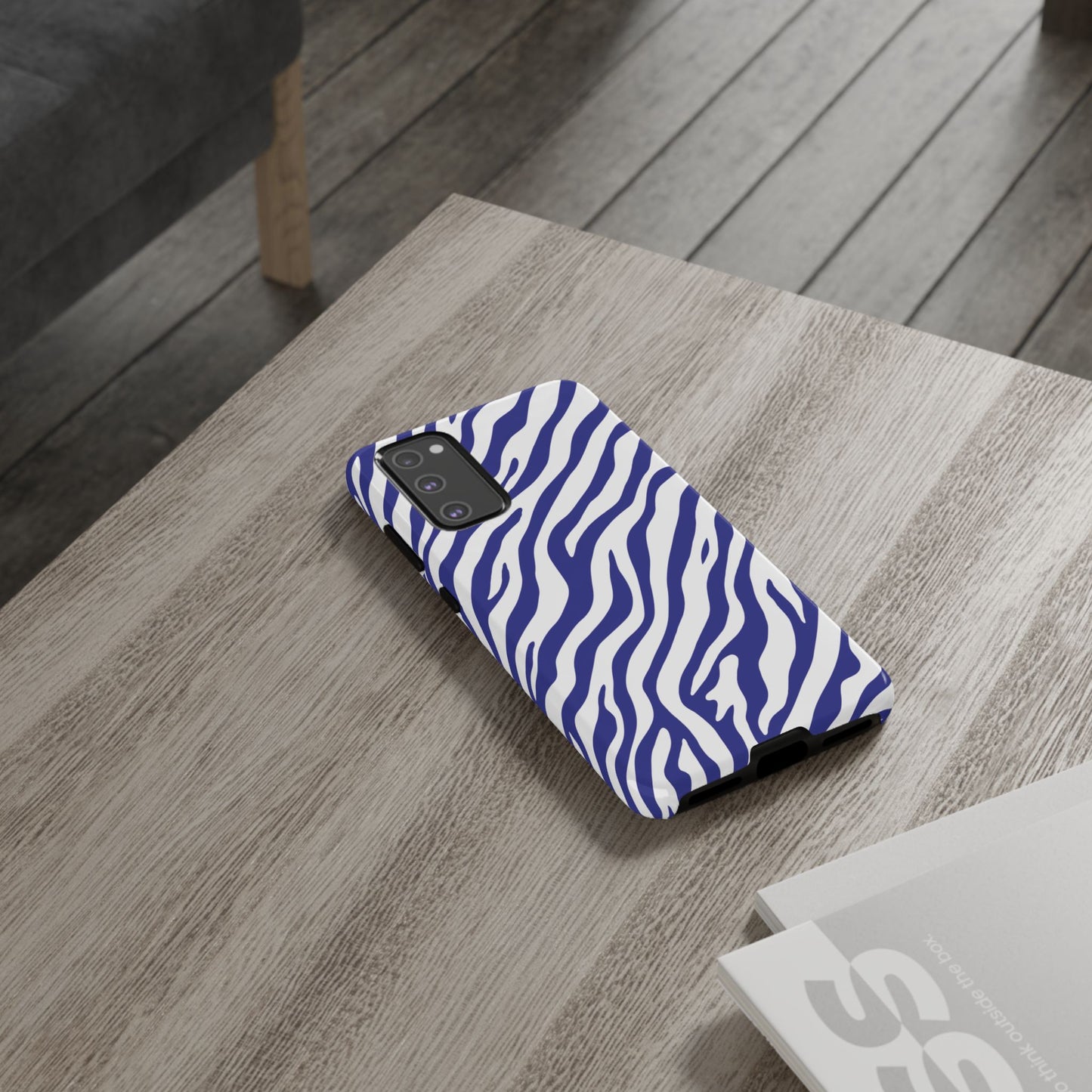 Stylish Electric Blue Zebra Print Phone Case