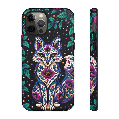 Vibrant Purple and Teal Calavera Fox Phone Case - Multicolor Phone Case - iPhone 12 Pro / Glossy