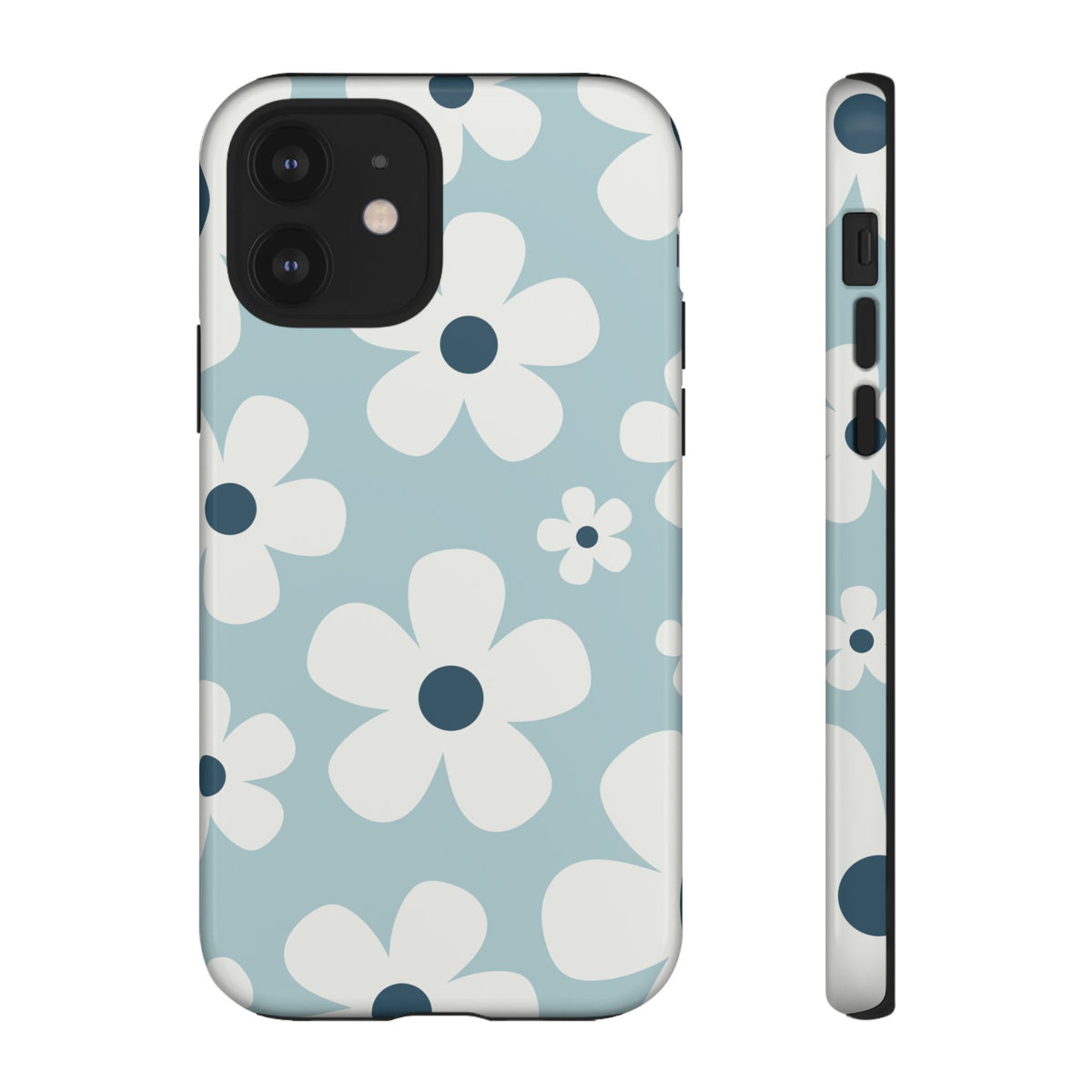 Cute Light Blue Daisy Pattern Phone Case - Blue Phone Case - iPhone 12 / Glossy