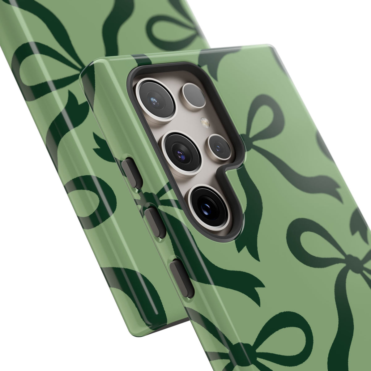 Bold Sage Green and Forest Green Bow Pattern Phone Case - Green Phone Case