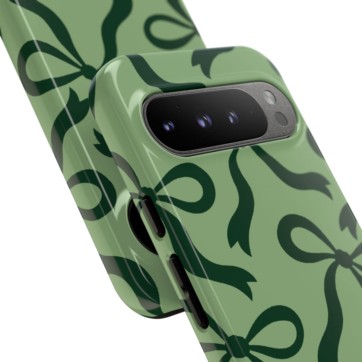 Bold Sage Green and Forest Green Bow Pattern Phone Case - Green Phone Case