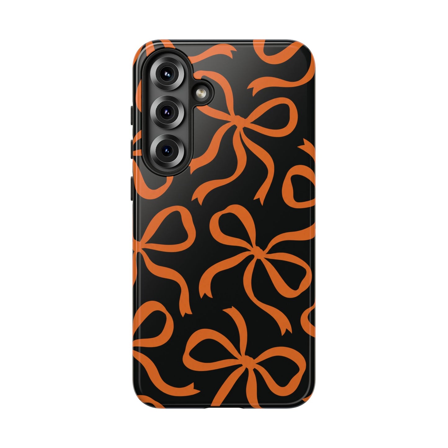 Bold Black and Burnt Orange Bow Pattern Phone Case