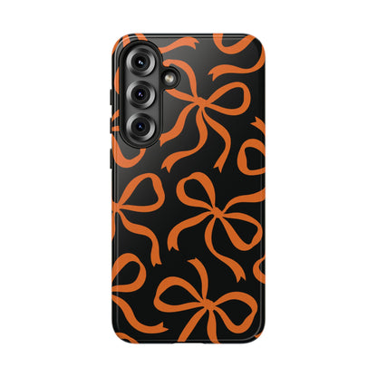 Bold Black and Burnt Orange Bow Pattern Phone Case