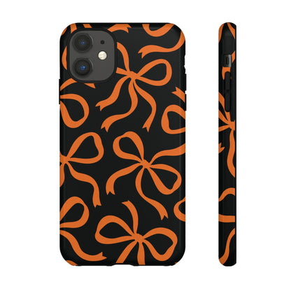 Bold Black and Burnt Orange Bow Pattern Phone Case