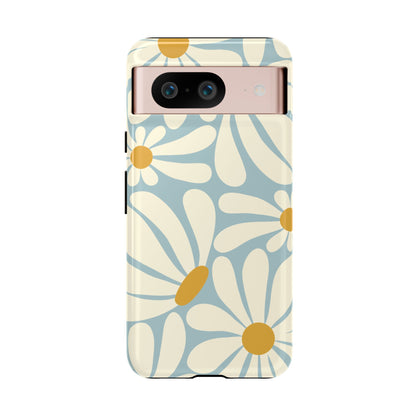Google Pixel 8 / Glossy Phone Case - ’Retro Blue Daisy Pattern’ Phone Case