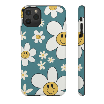 Fun Retro Daisy Pattern with Light Blue Background Phone Case - Blue Phone Case - iPhone 11 Pro Max / Glossy