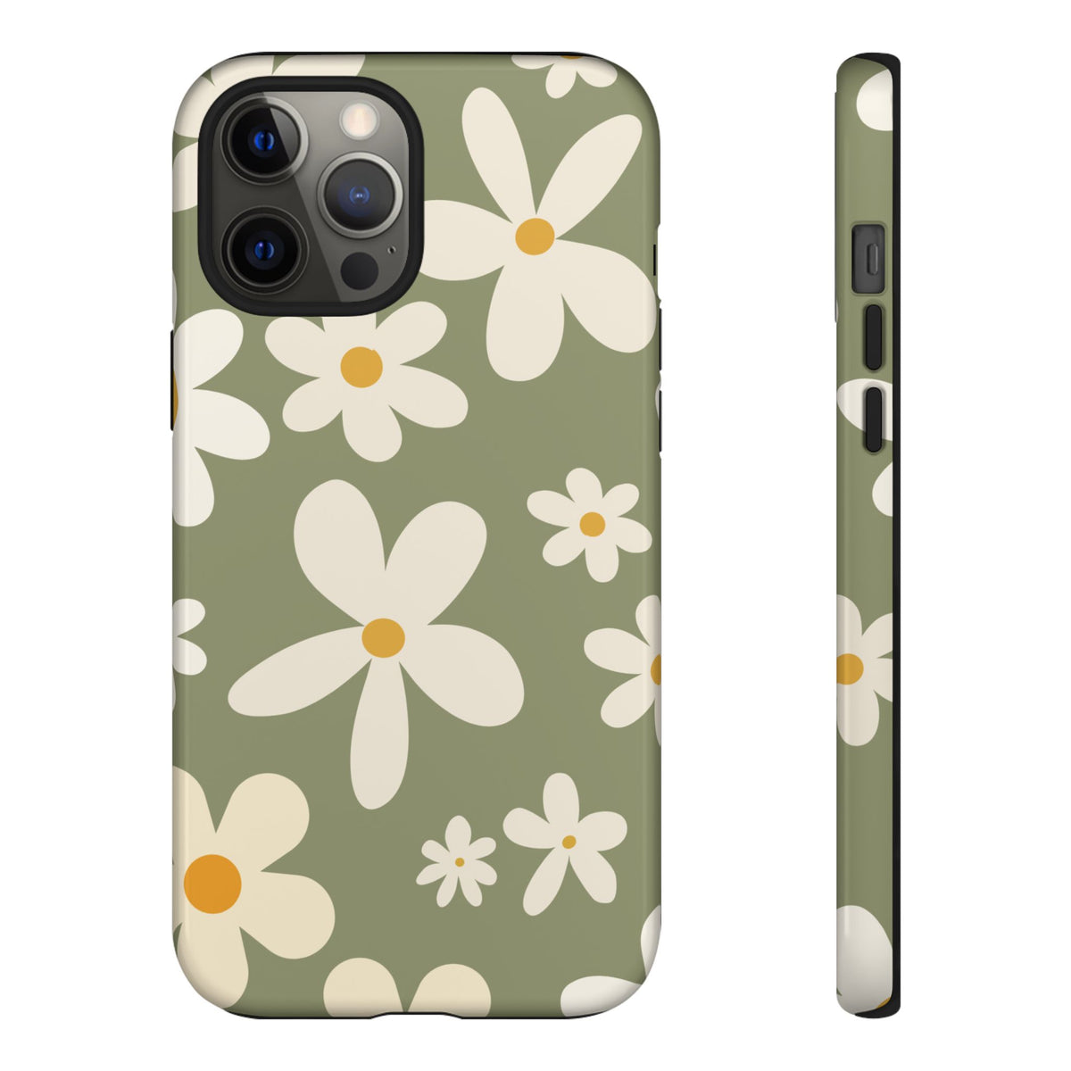 Chic Green Daisy Pattern Phone Case - Green Phone Case - iPhone 12 Pro Max / Glossy