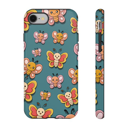 iPhone 8 / Glossy Phone Case - Blue Butterfly Sticker Design Phone Case