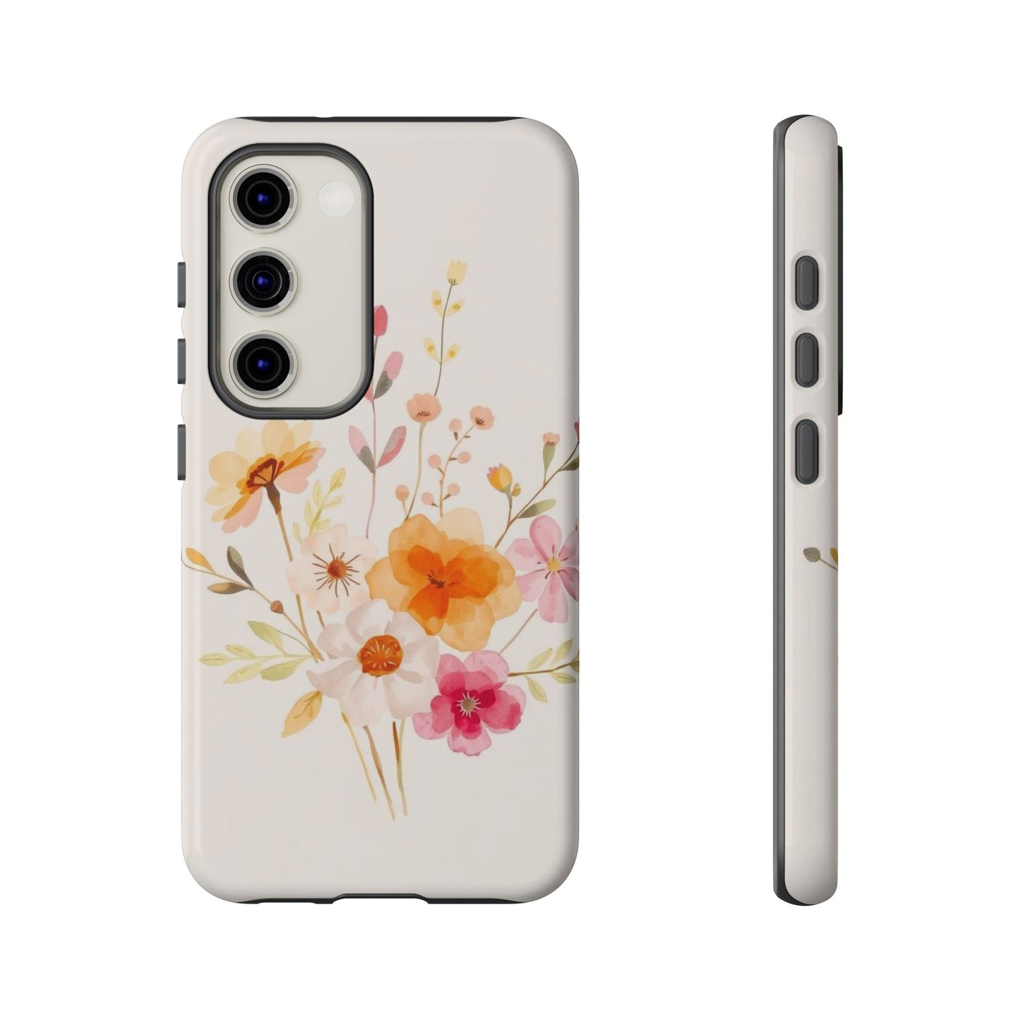 Samsung Galaxy S23 / Glossy Phone Case - Boho Chic Watercolour Flower Pattern Phone Case