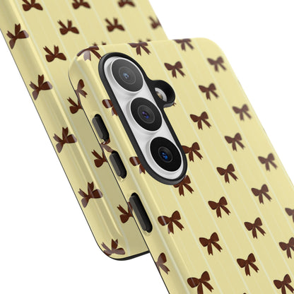 Retro Chocolate Brown Bow Pattern Phone Case