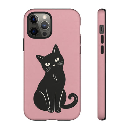 Minimalist Blush Pink & Black Cat Phone Case