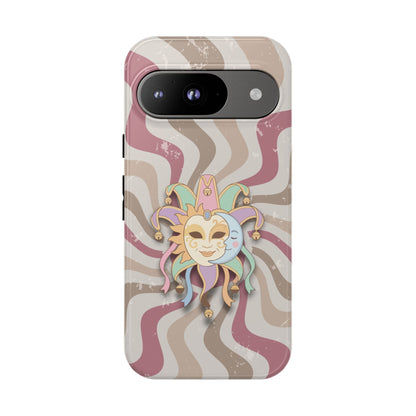 Sun & Moon Jester Mask – Pink Retro Wave Phone Case - Pink Phone Case - Google Pixel 9 / Glossy