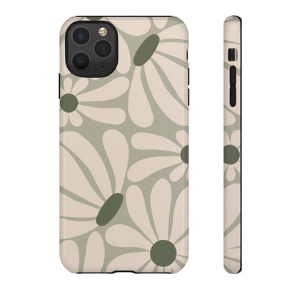 Retro Cream & Green Daisy Pattern Phone Case - White Phone Case - iPhone 11 Pro Max / Glossy