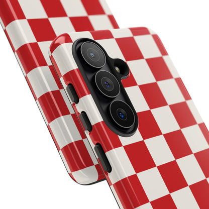Red Checked Pattern Phone Case - Red Phone Case